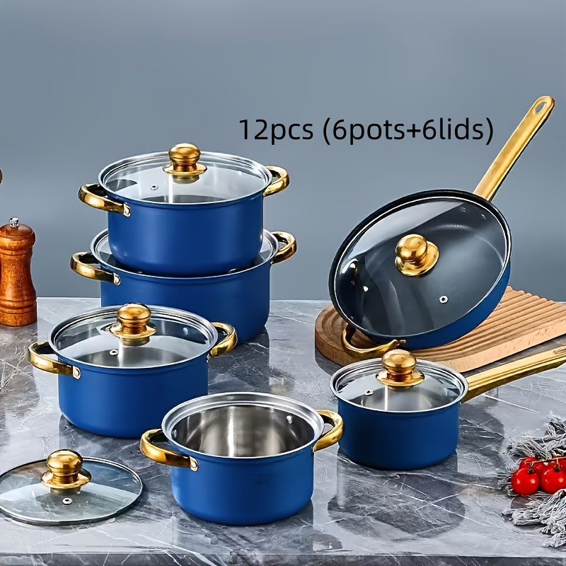 Outdoor Camping Set - 12-Piece Heavy-Duty Stainless Steel Cookware Set