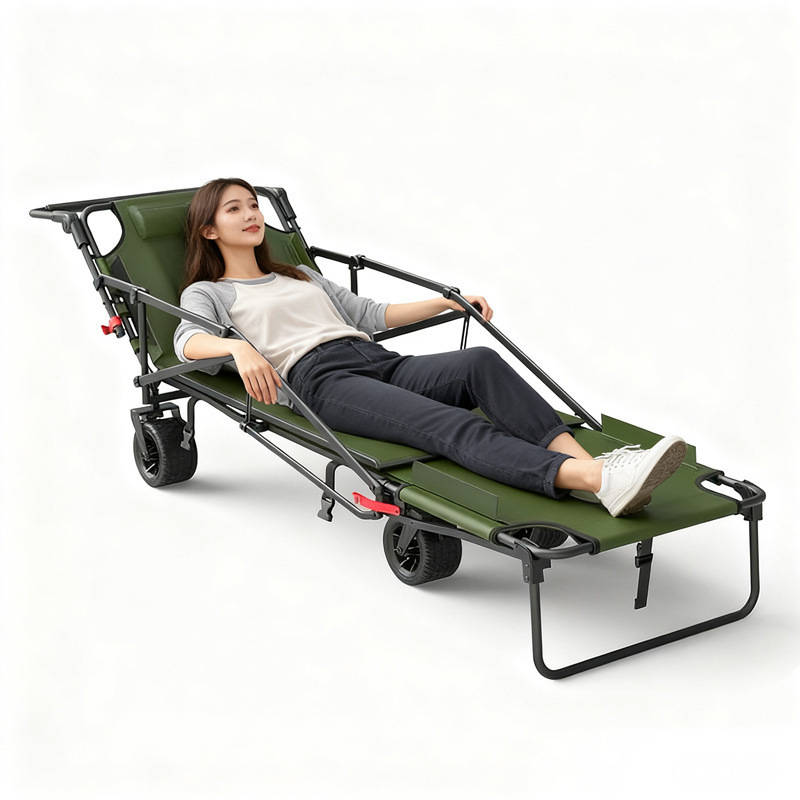 Outdoor Camping Trailer - Foldable Camping Wagon with Tank Wheels