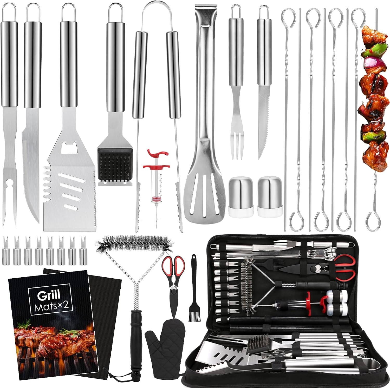 Outdoor Camping Bag - 34Pcs BBQ Grilling Tools Set, Stainless