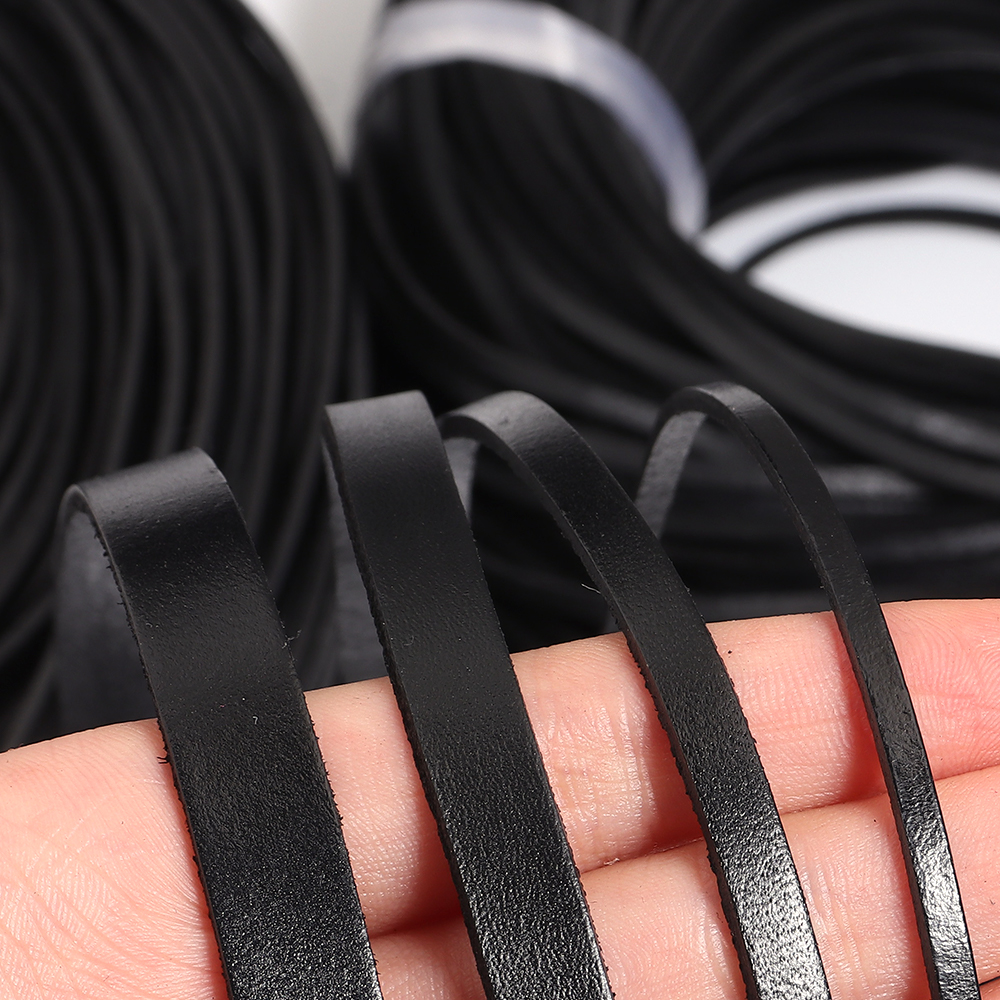 Paracord Bracelet - 2/5 Yards Retro Black Genuine Leather