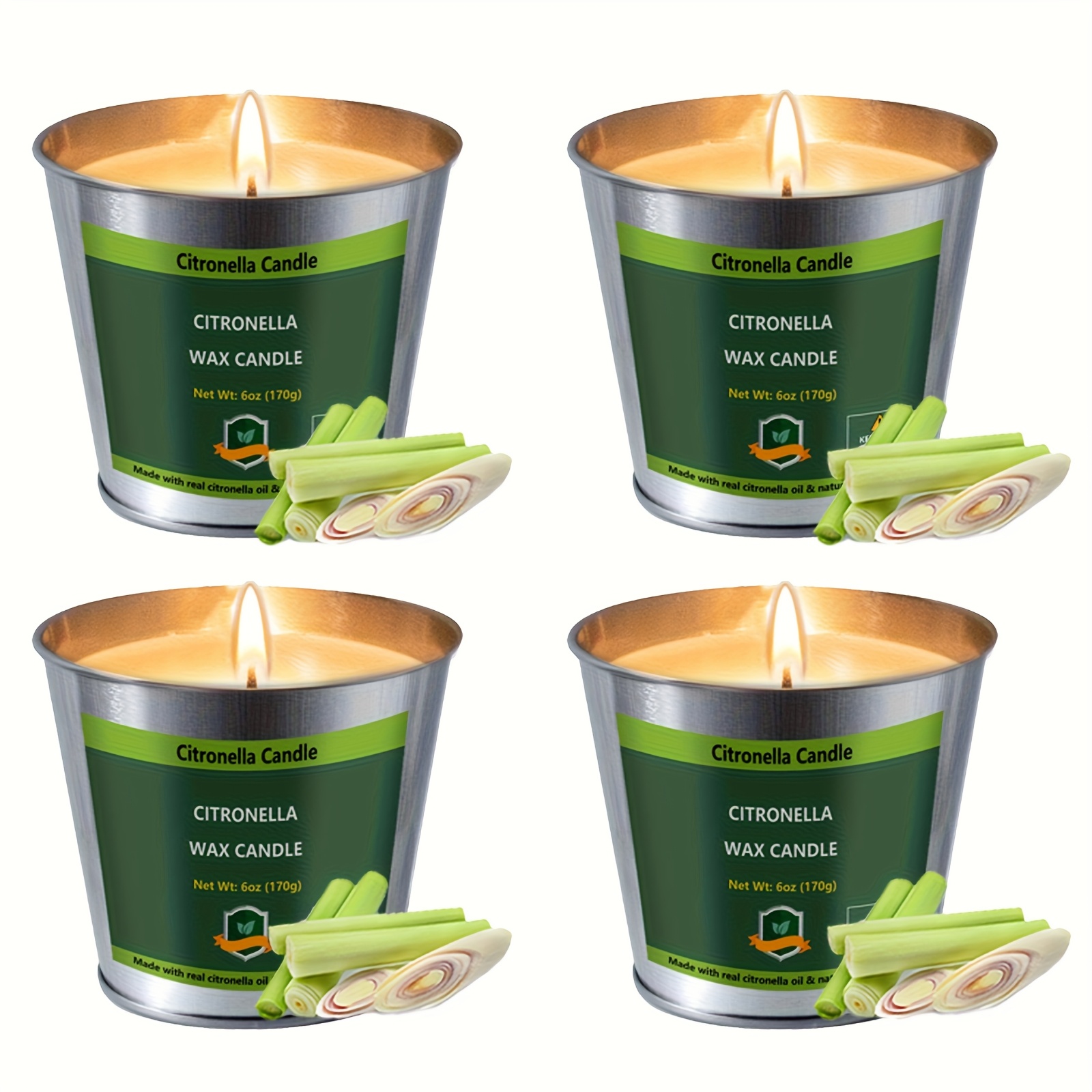 Outdoor Camping Set - 4pcs Citronella Candles Outdoor, 6oz Pack