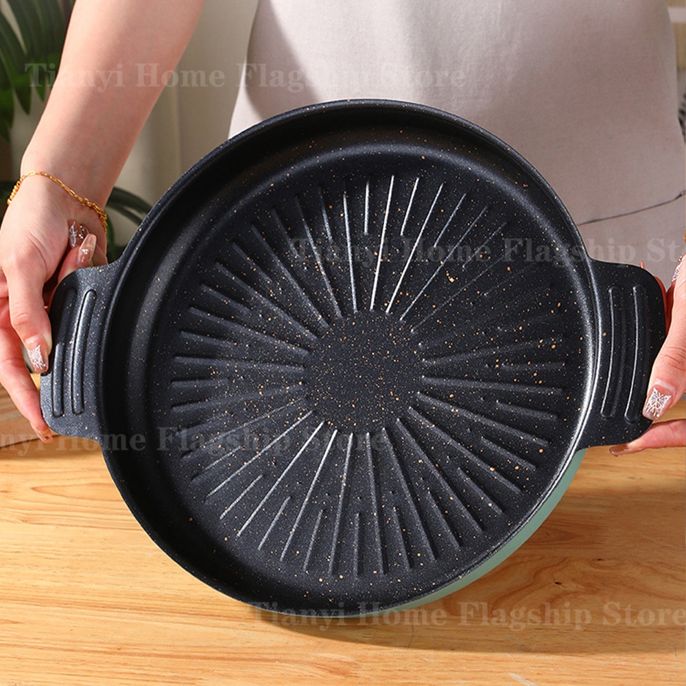 Outdoor Camping Food - Grill Pan Round Non-Stick Barbecue Plate