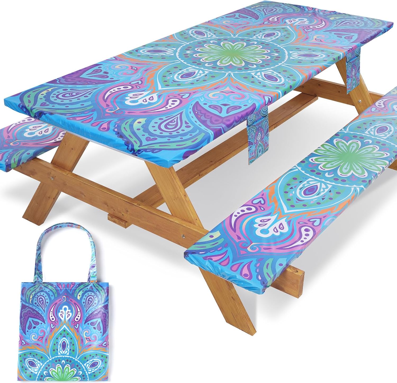 Outdoor Camping Essentials - Waterproof Picnic Table Cover with Bench