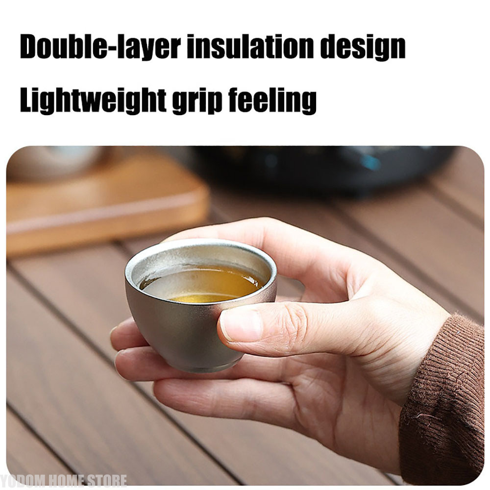Kitchen Outdoor Camping - Small 100% Titanium Tea Cup Double