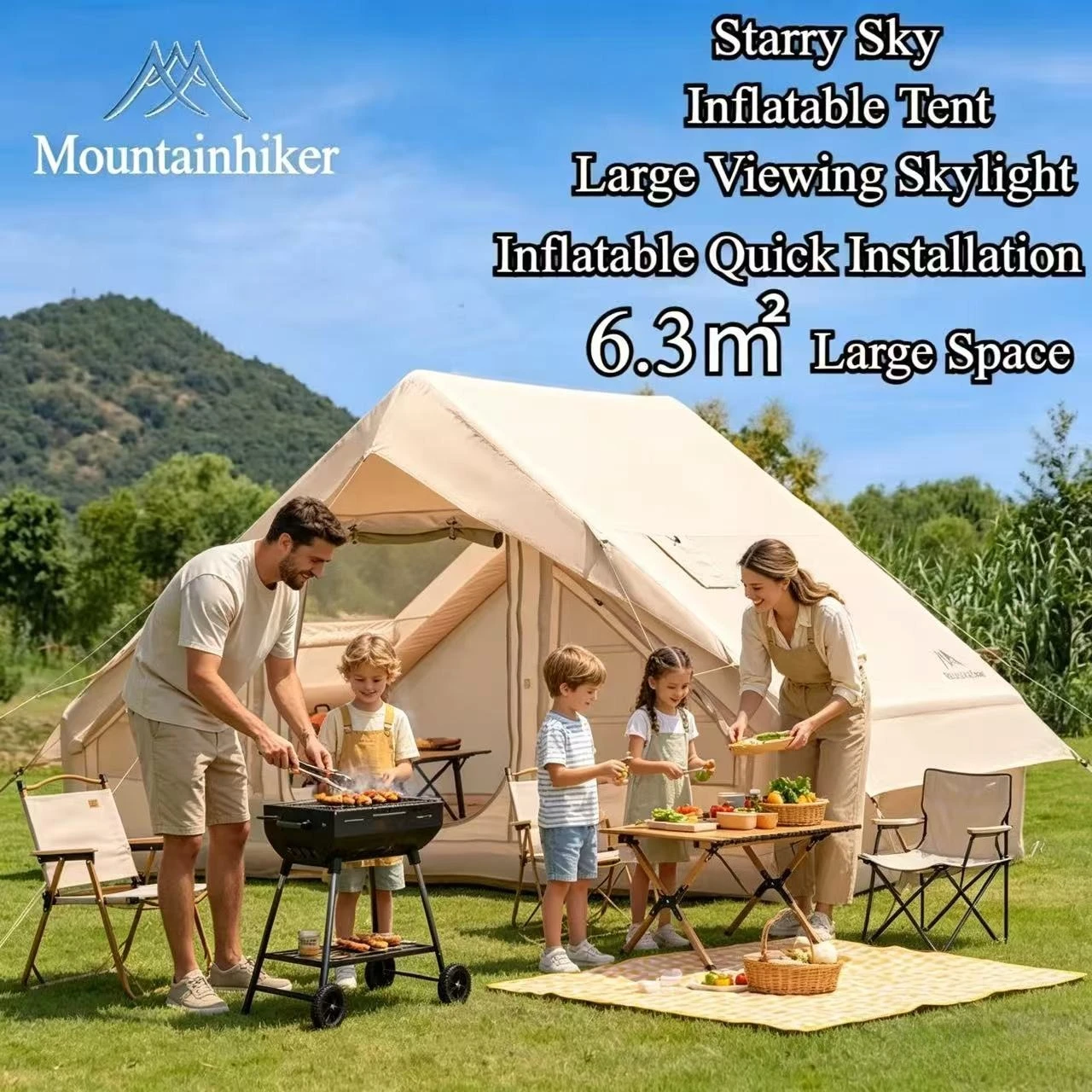 Outdoor Camping Inflatable Tent - MOUNTAINHIKER 6.3㎡ Extra Large 3-6 Person