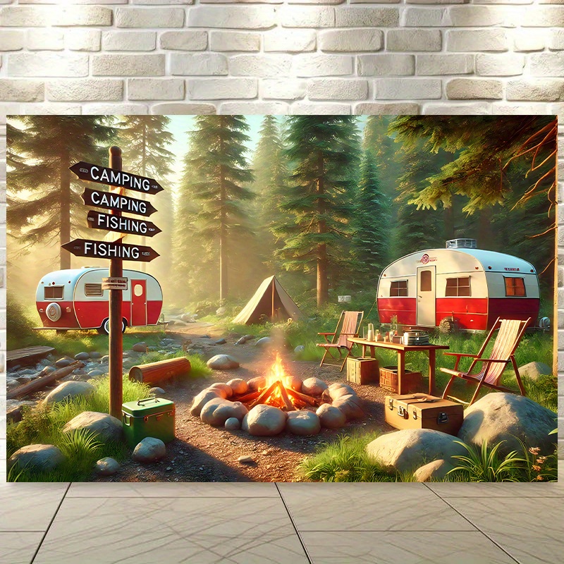Outdoor Camping Trailer - Camping RV Trailer Tapestry Outdoor Adventure