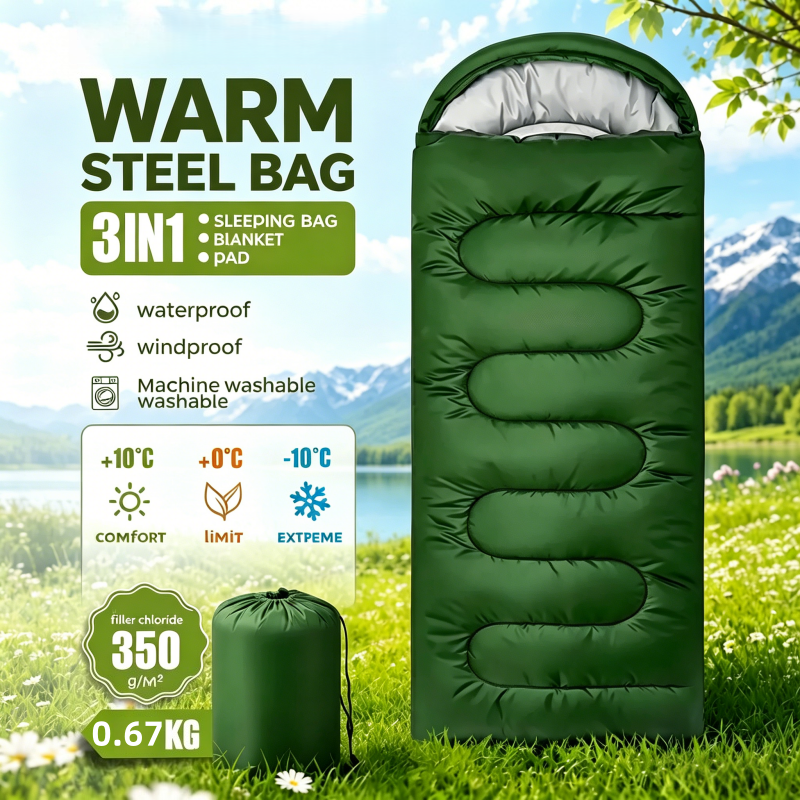 Outdoor Camping In Winter - Camping sleeping bag light 4 seasons