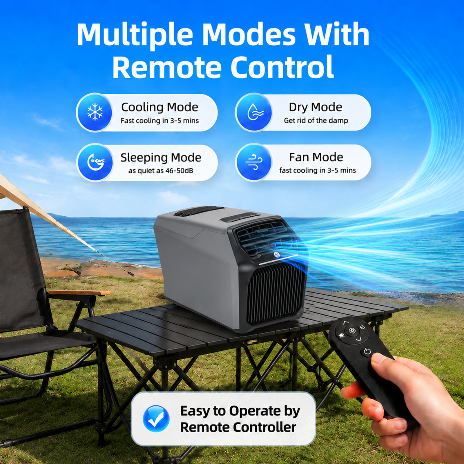 Outdoor Camping Trailer - 6800BTU Portable Air Conditioner with Cooling