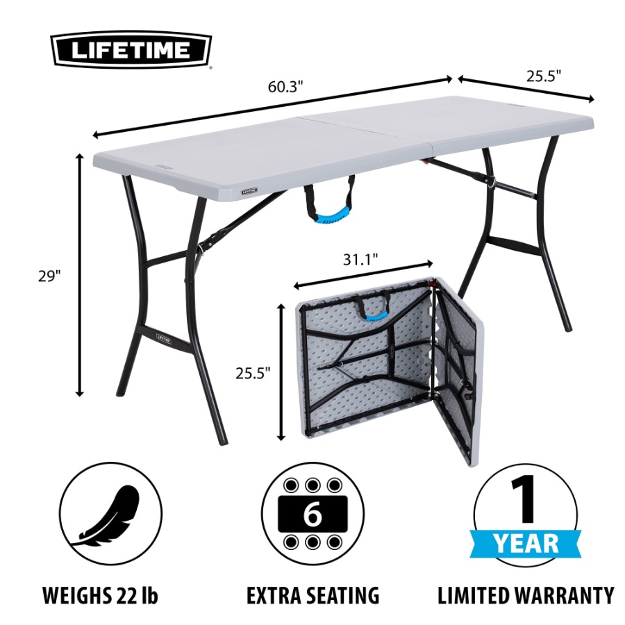 5-Foot Foldable Utility Table  - مراجعة Outdoor Camping Table Foldable وسعره