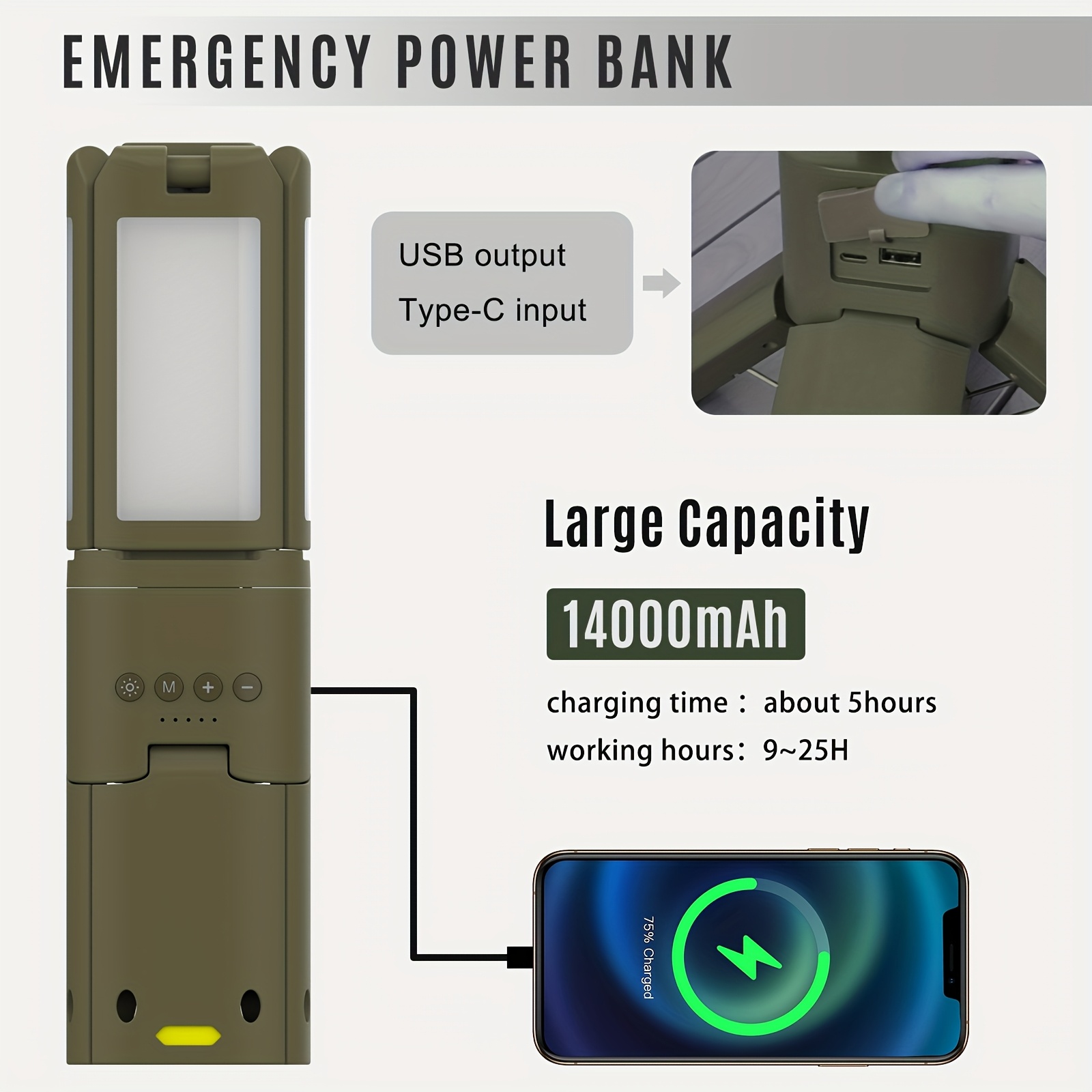 Camping Lantern, 14000mAh Rech - مراجعة Outdoor Camping Lantern وسعره
