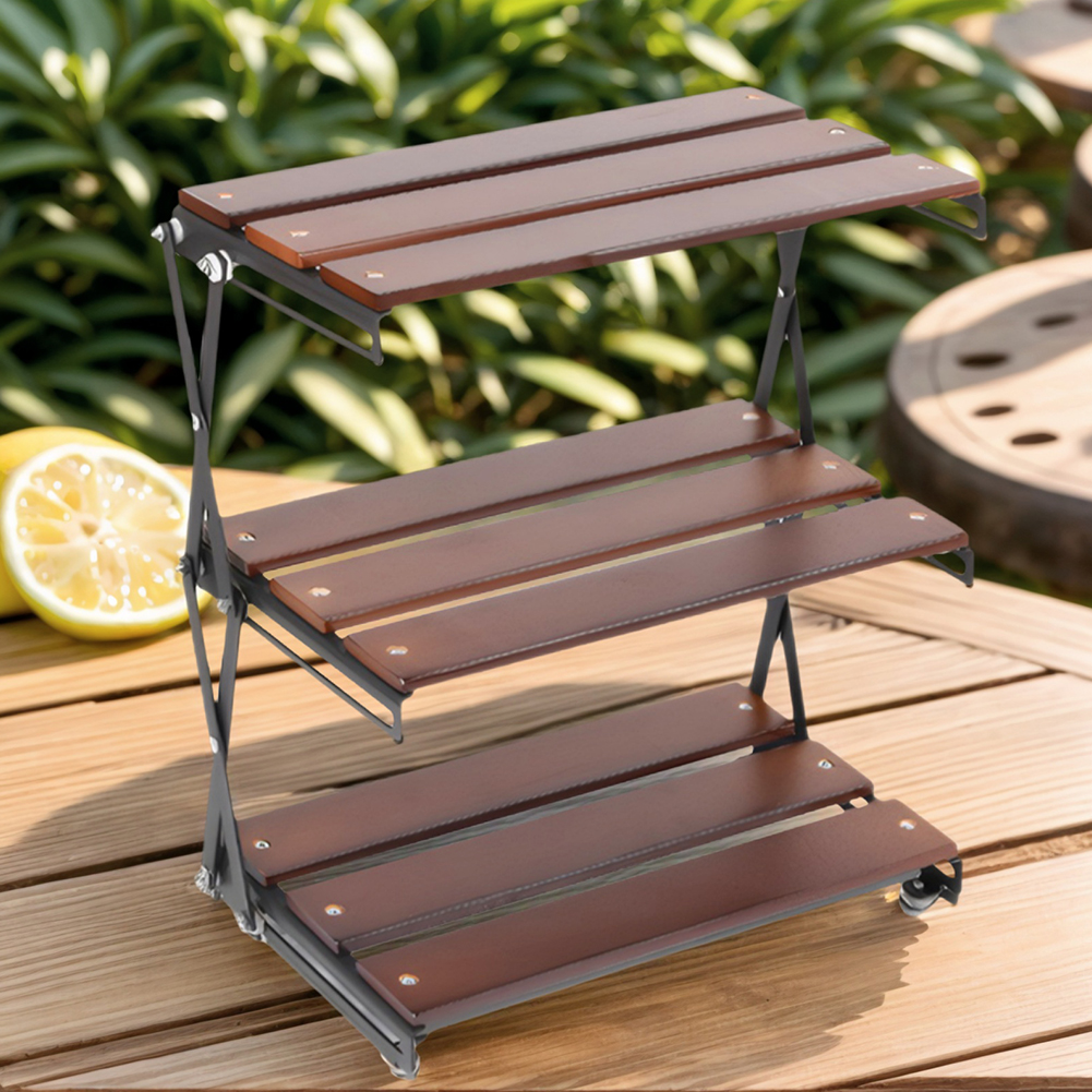 3-Tier Foldable Wooden Camping - مراجعة Outdoor Camping Table Foldable وسعره