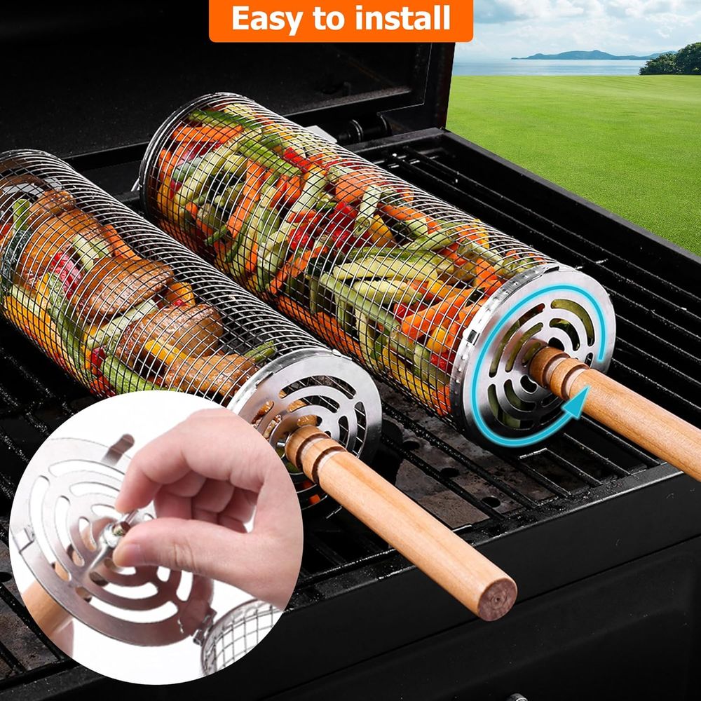 Large Round Stainless Steel Gr - مراجعة Outdoor Camping Bbq وسعره