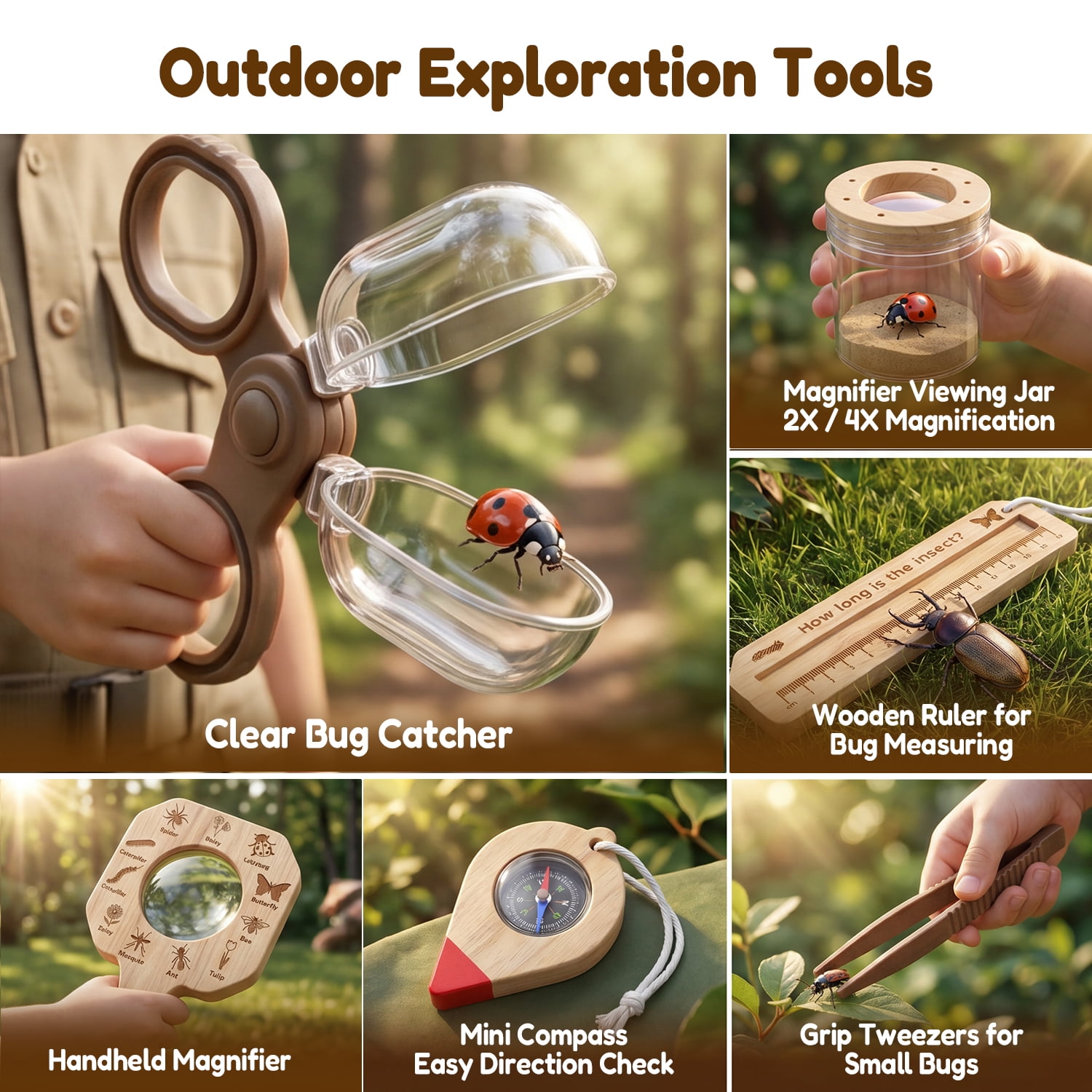 Wooden Bug Catching Kit With T - مراجعة Outdoor Camping Set وسعره