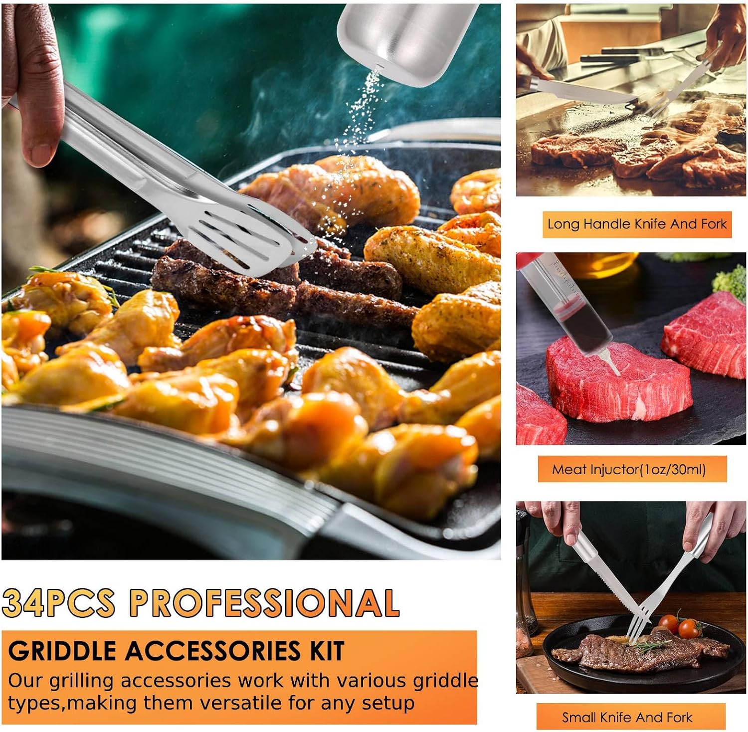 34Pcs BBQ Grilling Tools Set,  - مراجعة Outdoor Camping Bag وسعره