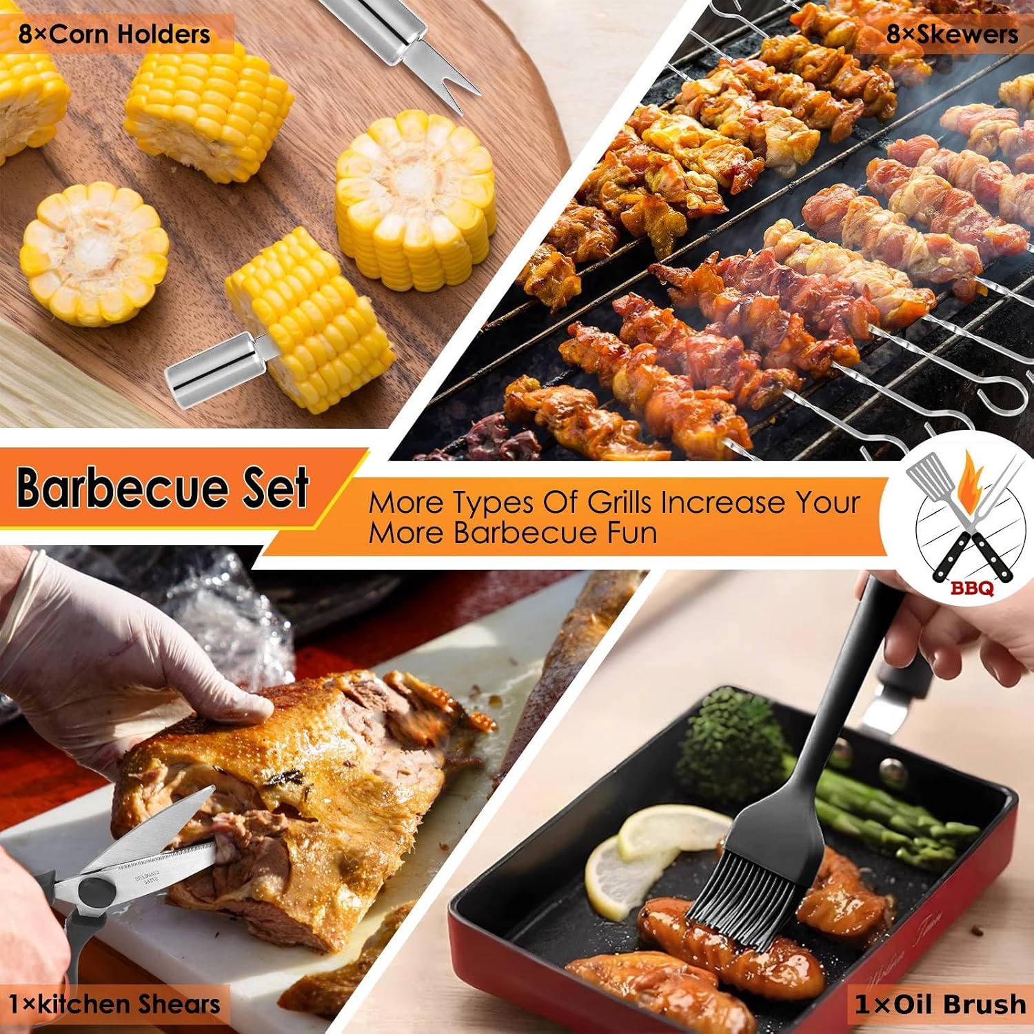 34Pcs BBQ Grilling Tools Set,  - مراجعة Outdoor Camping Bag وسعره