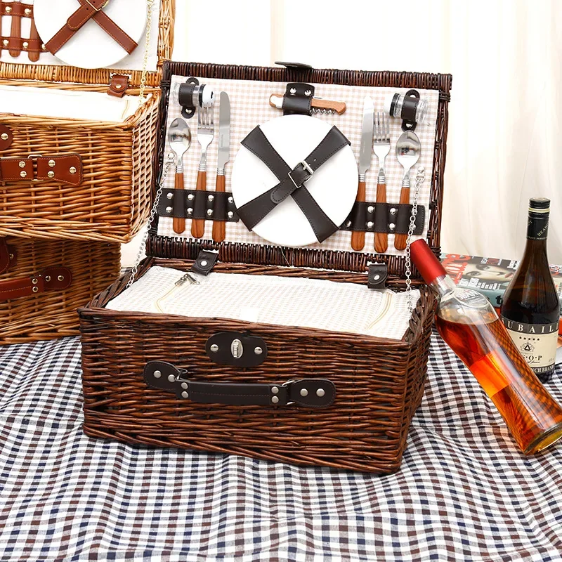 Family outing picnic basket, o - مراجعة Outdoor Camping Food وسعره