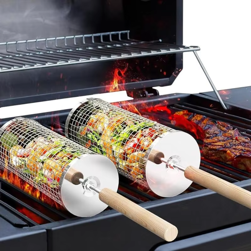 Round Barbecue Grill Basket Se - مراجعة Outdoor Camping Essentials وسعره