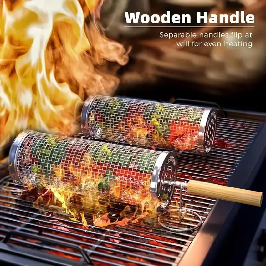 Round Barbecue Grill Basket Se - مراجعة Outdoor Camping Essentials وسعره
