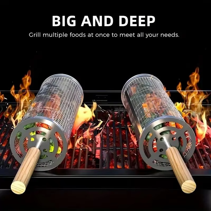 Round Barbecue Grill Basket Se - مراجعة Outdoor Camping Essentials وسعره