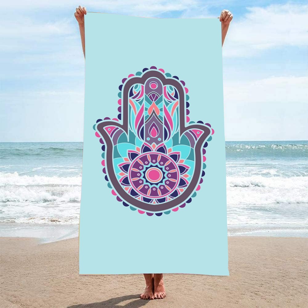 HAMSA Pattern Beach Towel27x55 - مراجعة Camp Towel Microfiber وسعره