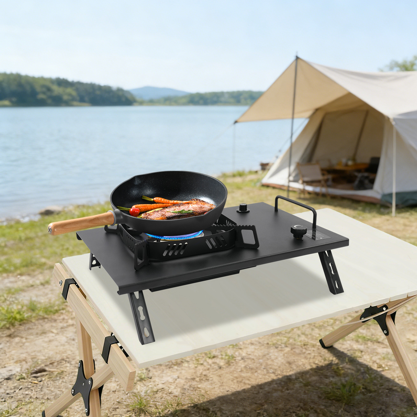 Black Outdoor Gas Stove, Folda - مراجعة Outdoor Camping Bag وسعره
