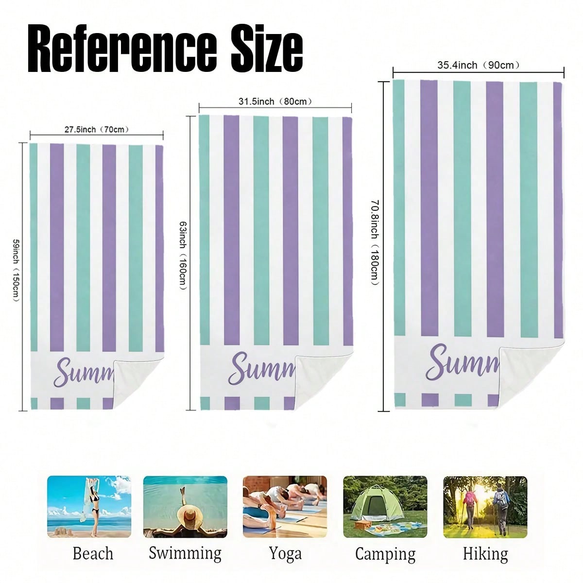 1pc Purple & Green Striped Sum - مراجعة Camp Towel Microfiber وسعره