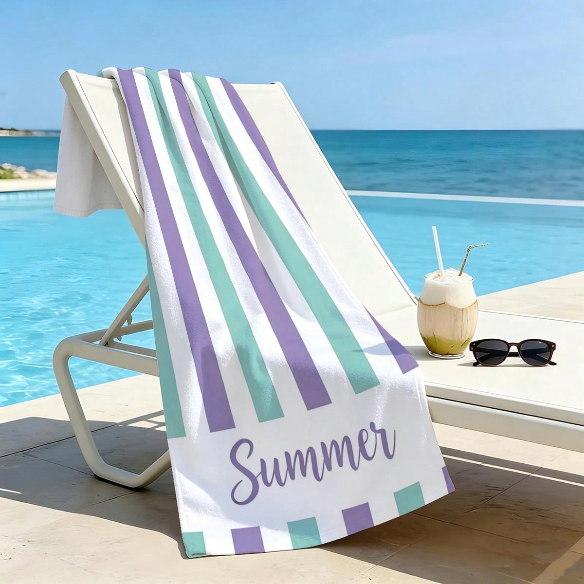 1pc Purple & Green Striped Sum - مراجعة Camp Towel Microfiber وسعره