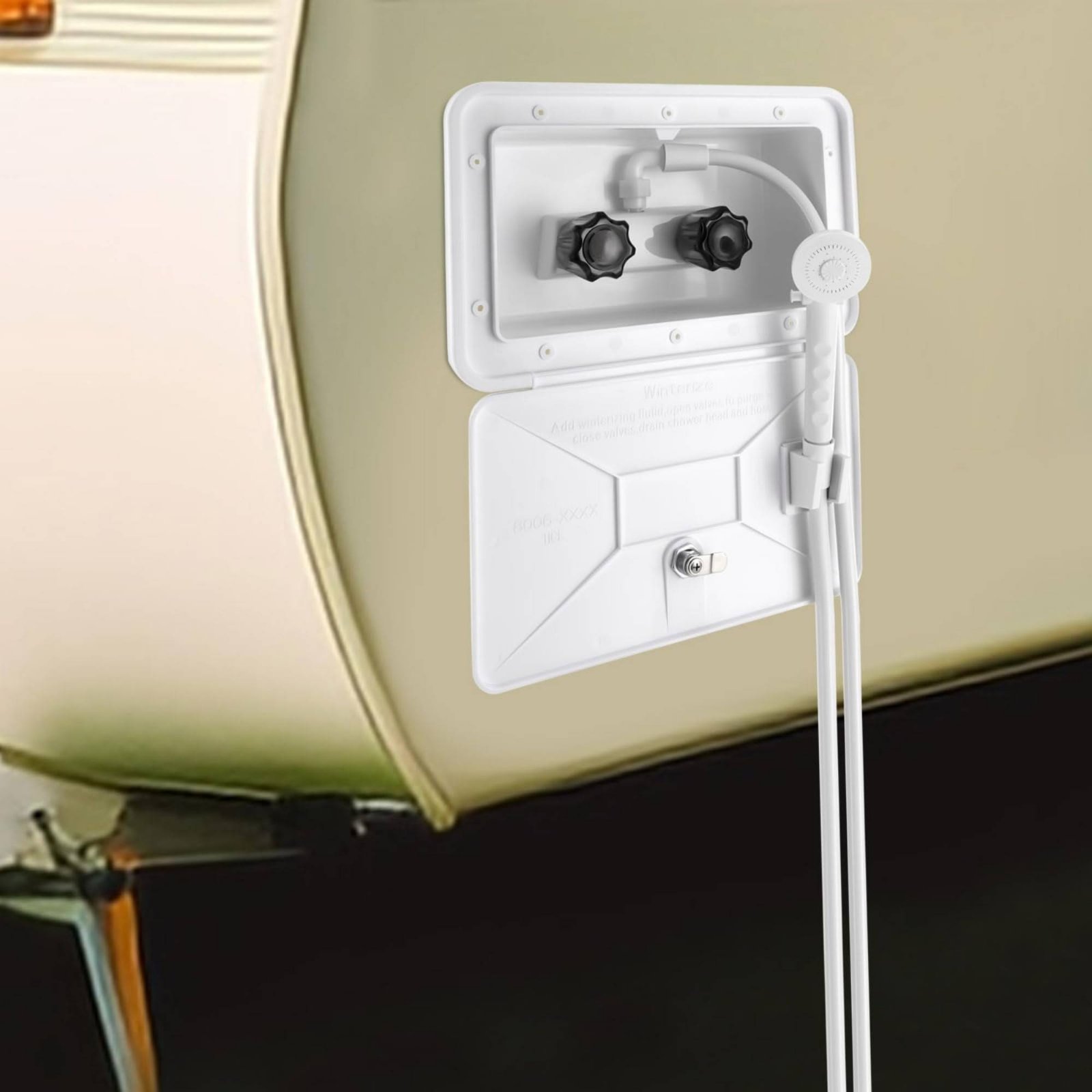 RV Exterior Shower Box Compact - مراجعة Outdoor Camping Set وسعره