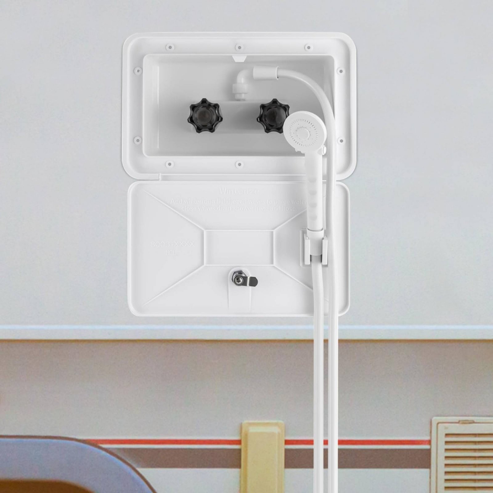 RV Exterior Shower Box Compact - مراجعة Outdoor Camping Set وسعره