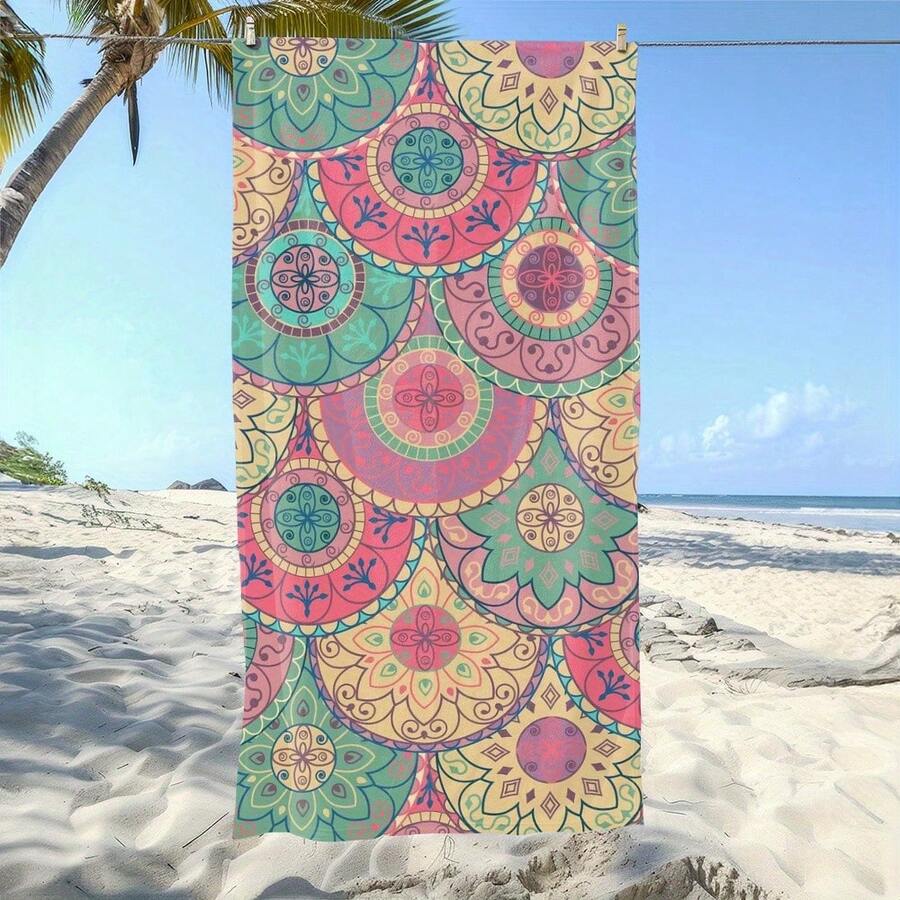 Vibrant Mandala Beach Towel Mi - مراجعة Camp Towel Microfiber وسعره