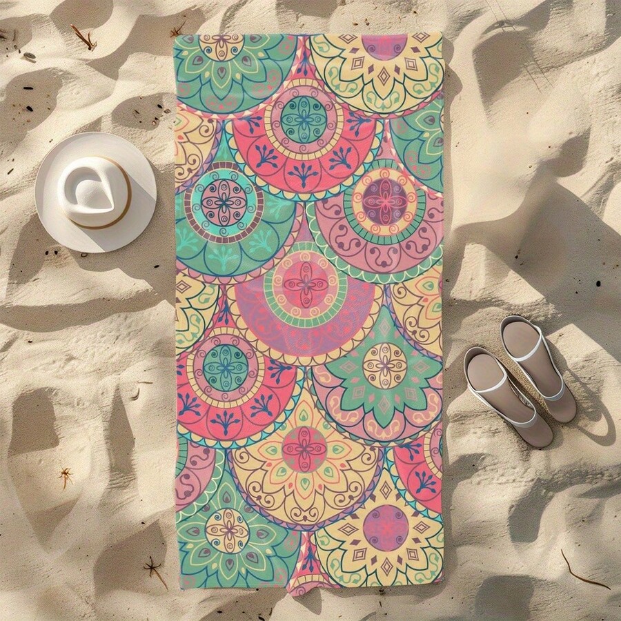 Vibrant Mandala Beach Towel Mi - مراجعة Camp Towel Microfiber وسعره