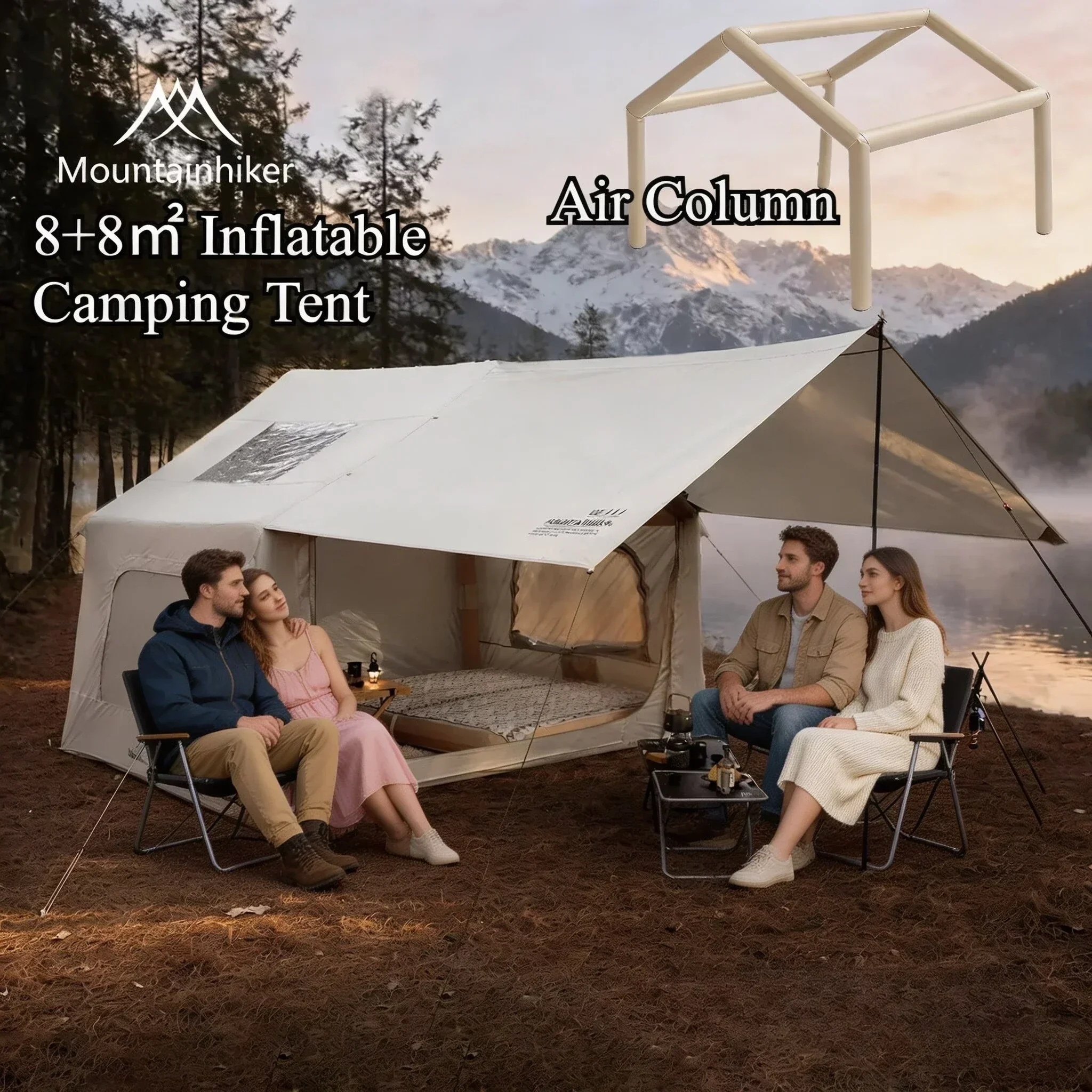 8+8㎡ MOUNTAINHIKER Inflatable  - مراجعة Outdoor Camping Inflatable Tent وسعره