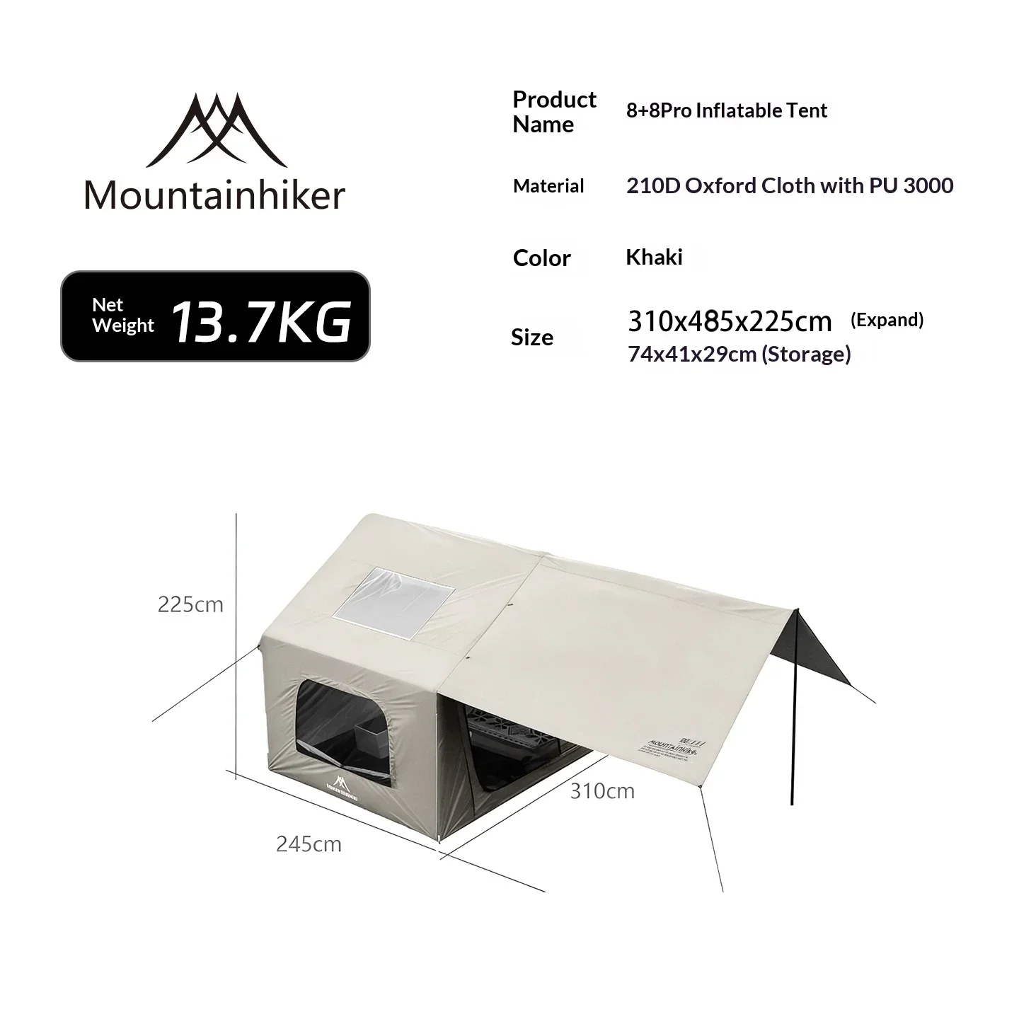 8+8㎡ MOUNTAINHIKER Inflatable  - مراجعة Outdoor Camping Inflatable Tent وسعره