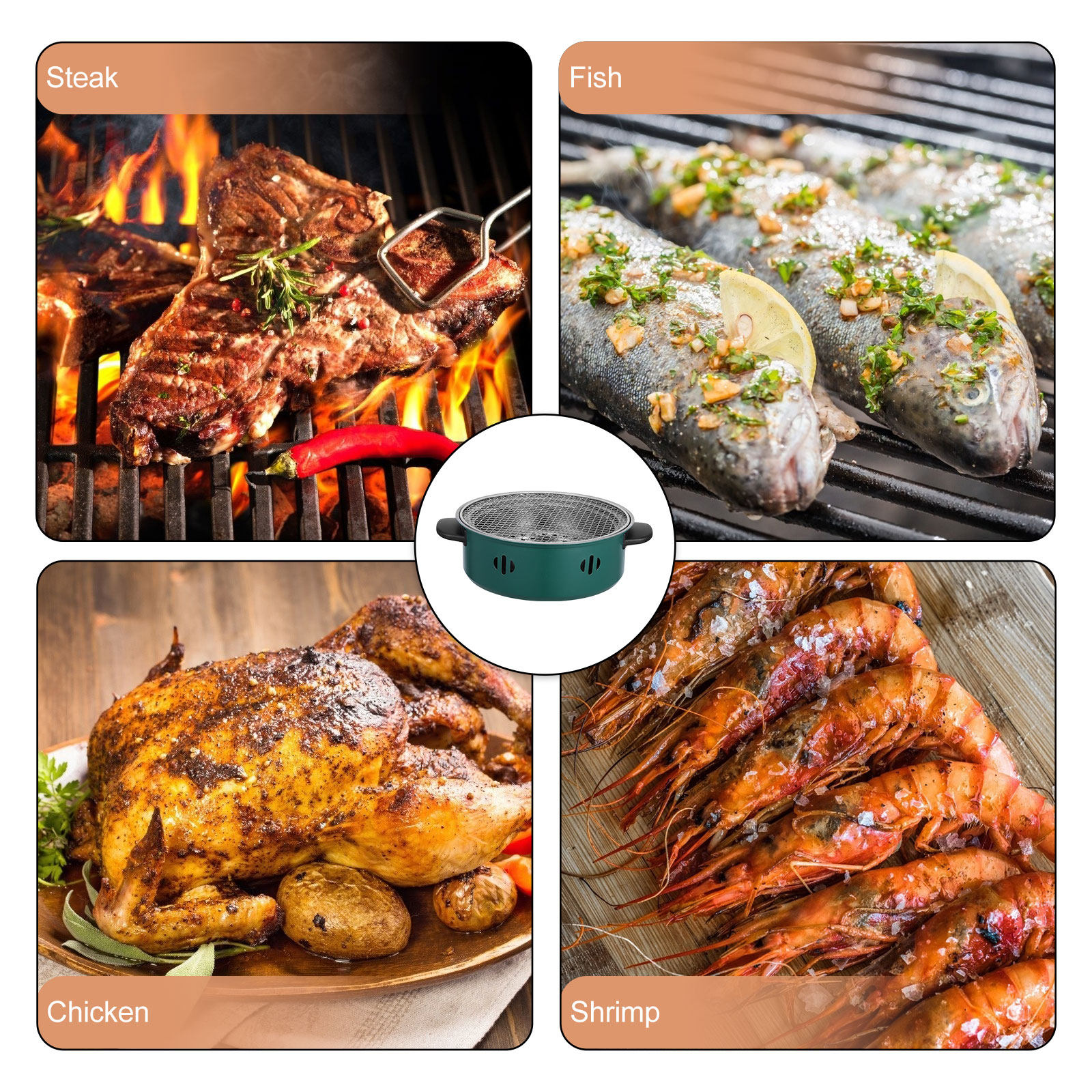 Round Reusable Barbecue Cookwa - مراجعة Outdoor Camping Food وسعره