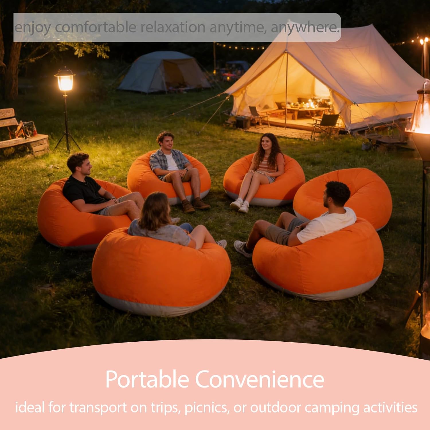 6 Pcs Bean Bag Chairs | Inflat - مراجعة Outdoor Chair Camping وسعره