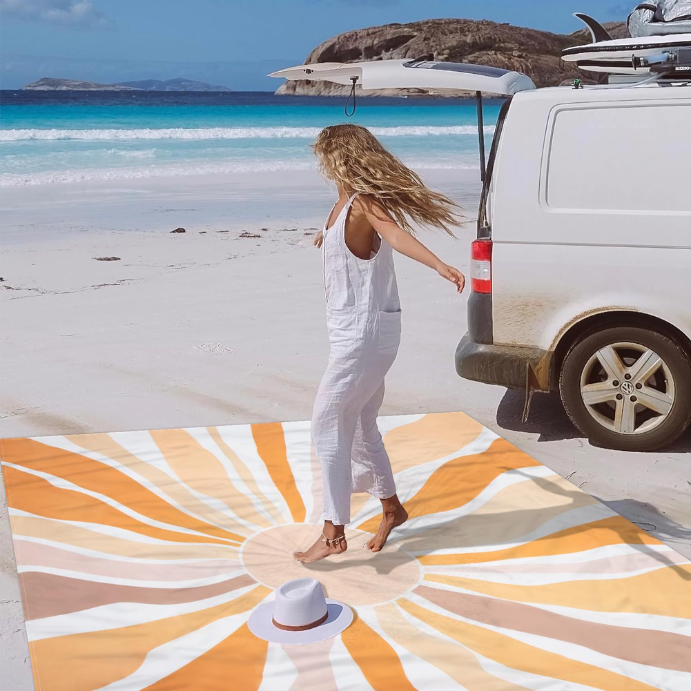 Waterproof Striped Beach Mat f - مراجعة Outdoor Camping Activities For Adults وسعره