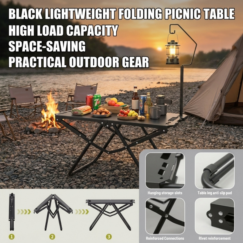 Practical Black Folding Campin - مراجعة Outdoor Camping Table Foldable وسعره