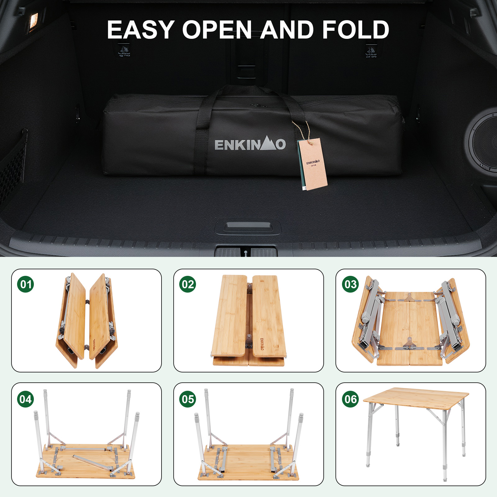 Adjustable Height Folding Bamb - مراجعة Outdoor Camping Table Foldable وسعره