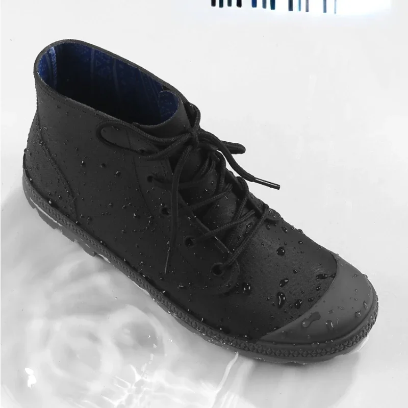 Winter Men Rain Boots Lace-up  - مراجعة Outdoor Camping In Winter وسعره